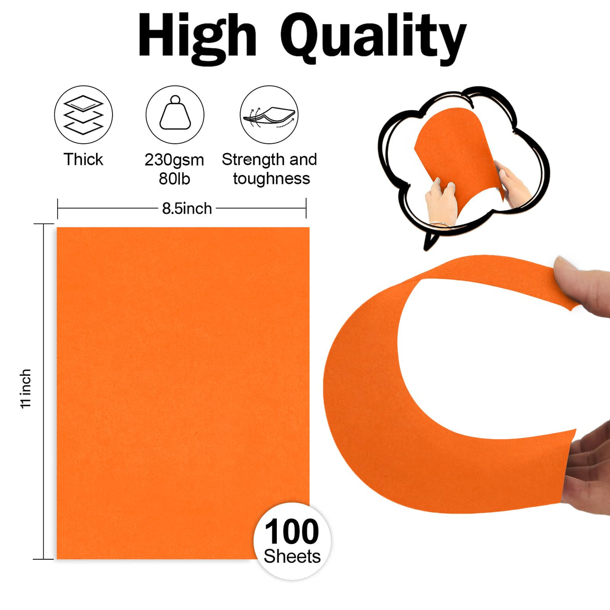 Orange Construction Paper 100 Sheets 80lb Cardstock Paper 8.5 x 11, Goefun Halloween Orange Cardstock for Christmas, Crafts, DIY Cards