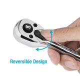 DURATECH 1/2-Inch Drive Ratchet, 90-Tooth Quick-release Ratchet Wrench, Reversible, Cr-V Made, Full Polished, Stocking Stuffers for Men Women Gifts for Men Gifts for Women