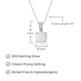 Amazon Essentials womens Sterling Silver Round Cut Created Opal Birthstone Pendant Necklace (October), 18"