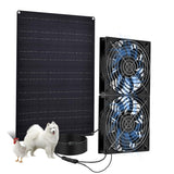 VOOTEGO Solar Fan for Greenhouse 25W Solar Exhaust Fans Panel & 2-Pack, Solar Fan for Chicken Coop Intake or Exhaust Air Cooling Doghouses Pet House Air Ventilation and Circulation