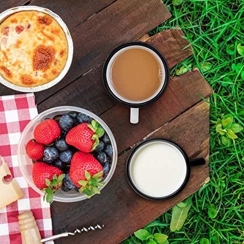 P&P CHEF Enamel Camping Coffee Mug Set of 6, Small Colored Mugs Cups for Family Gathering/Friend Party/Camping/Picnic/Fishing, Lightweight & Portable -12 Ounce, 350ML & Multicolor