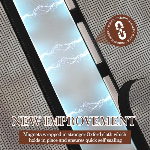 Yotache Magnetic Screen Door Fits Door Size 36 x 78, Screen Size 38" x 79" Reinforced Fiberglass Net Curtain with Magnets