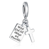 925 Sterling Silver Charms Fit Pandora Charms Bracelet God Has You In His Arms I Have You In My Heart Fit Wife Daughter Mother's Day Christmas Birthday Gift
