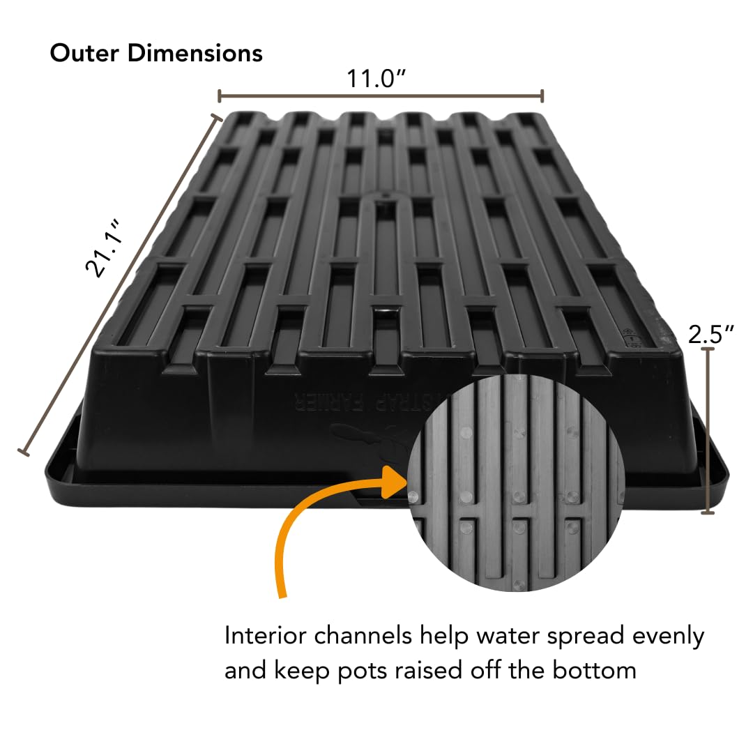 Bootstrap Farmer 1020 Trays (10-Pack), Heavy Duty No-Hole Flats for Microgreens, Fodder & Seedling Propagation - 1.8mm Thick Reusable Plastic