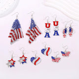 4th of July American Flag Dangle Earrings for Women Patriotic Jewelry