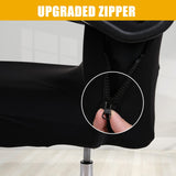 Smiry Stretch Printed Office Computer Chair Covers, Universal Desk Rotating Chair Slipcovers Removable Washable, Soft Fit Anti-Dust Spandex Protector Cover with Zipper, Black