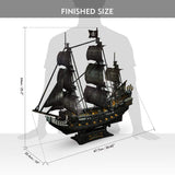 CubicFun 3D Puzzles for Adults - Led Pirate Ship Queen Anne's Revenge - Large 27'' Sailboat Puzzles - Desk Decor, Anniversary, Christmas Teacher Appreciation Gifts Adult Stocking Stuffers