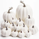 DomeStar 16 PCS White Fake Pumpkins for Decorating, Faux Pumpkins