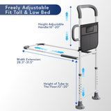 HOMEAL Bed Rails for Elderly Adults Safety - Height Adjustable Bedside Assist Rails for Seniors, Stable Bed Cane Guard Railings with Non-Slip Ergonomic Handle Bar and Storage Pocket (Grey)