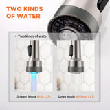 LED Light Kitchen Faucet with Pull Down Sprayer Sus304 Stainless Steel Industrial Single Handle Faucet for Farmhouse Camper Laundry Utility Rv Wet Bar Sinks Brushed Nickel 9003SN