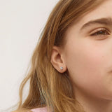 In Season Jewelry Solitaire Simulated Birthstone Kids Earrings - 925 Sterling Silver Hypoallergenic Earrings for Girls with Secure Screw Backs - Safe & Comfortable for Kids & Little Girls, Clear