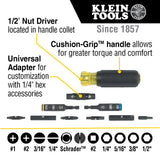 Klein Tools 32527HD KNECT 11-in-1 HVAC Multi-Bit Screwdriver / Nut Driver, Impact Rated with Phillips, Slotted, Square, and Schrader Bits