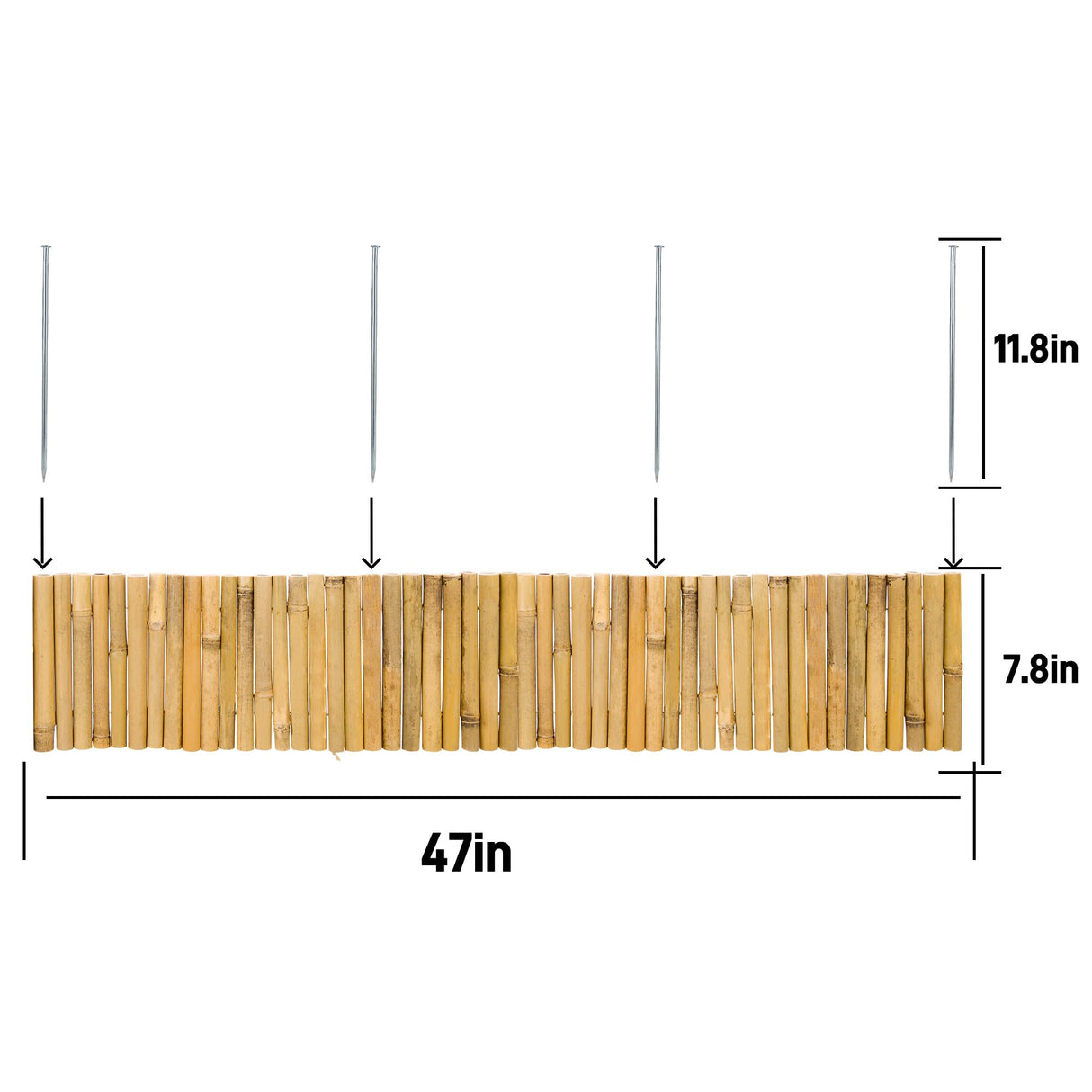 HTWNK Bamboo 2 Pack Short Fence Outdoor Landscape Edging Flexible Decorative Border 7.8'' H x 47'' L