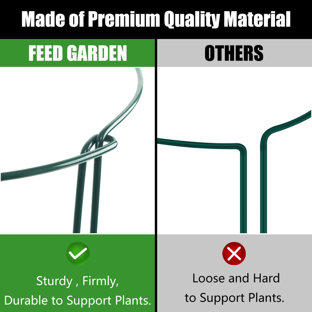 FEED GARDEN 8 Pack Peony Cages and Supports, Plant Support Stakes for Outdoor & Indoor Plants, 10" W x 16" H Half Round Garden Plant Support Rings for Peonies, Hydrangeas, Roses, Dahlias