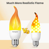 Hompavo LED Flame Light Bulbs E26 Base, Upgraded 3 Modes Flickering Candle Bulbs for Halloween Christmas Party Porch Indoor & Outdoor Decoration – 6 Pack