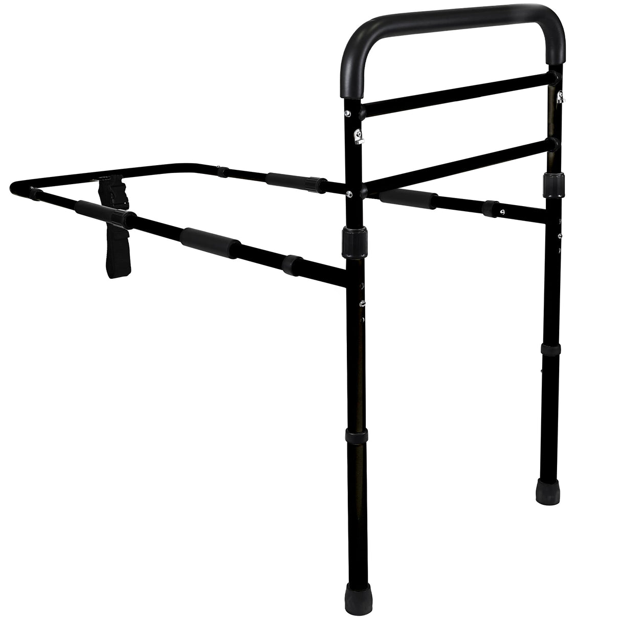 Vaunn Medical New Adjustable Bed Assist Rail Handle (Passed ASTM F3186–17 Safety Standard) and Hand Guard Grab Bar, Bedside Safety and Stability (Tool-Free Assembly) (Black)