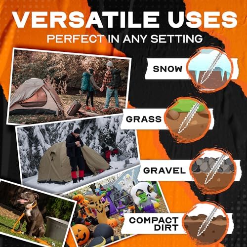 15-Pack 8" Heavy Duty Screw in Tent Stakes, Drill-In Ground Anchor Pegs, Includes Hex Head Driver & Storage Bag