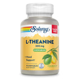 SOLARAY L Theanine 200mg, Mood Support Supplement with Vitamin B6 - Calming Support During Occasional Stress - Natural Lemon Lime Flavor - 60-Day Guarantee, Lab Verified - 75 Servings, 75 Chewables