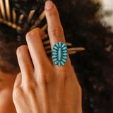 PSAMPMOS Boho Turquoise Rings for Women, Native American Western Large Bohemian Statement Open Adjustable Rings, Sizes 5-10
