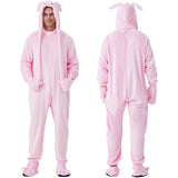 Ezuwail Adult Bunny Onesie Animal Pajamas for Women, Christmas Halloween Onesie Adult Pink Bunny Costume for Sleepwear, Homewear, M