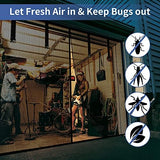 Magnetic Garage Screen Door for 1 Car Garage Doors 8x7FT- Reinforced Self Sealing Fiberglass Mesh Door with 4 Strapping Tapes, High Energy Magnets, Hands Free Door Screen with Closure Weighted Bottom