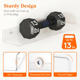Lifewit Floating Shelves for Wall, Acrylic Display Shelf Wall Mounted for Figure, Car, Art, Book, 14" Perfume Organizer for Bathroom, Bedroom, Living Room, Nursery, Home Decor, Clear, 6 Pack