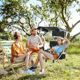 Nice C 2-P Green Camping Chair with Canopy, Shades, Removable Footrest, Cooler Bag, Cup Holder, Foldable, Portable, Outdoor, 400 lbs Capacity