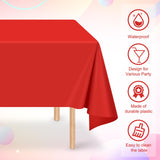 16 Pack Red Plastic Tablecloth for Rectangle Tables, Premium Decorative Red Disposable Table Cloths for Parties, Rectangle Party Table Cover for Birthday, Wedding, Christmas, Anniversary, 54 x 108Inch