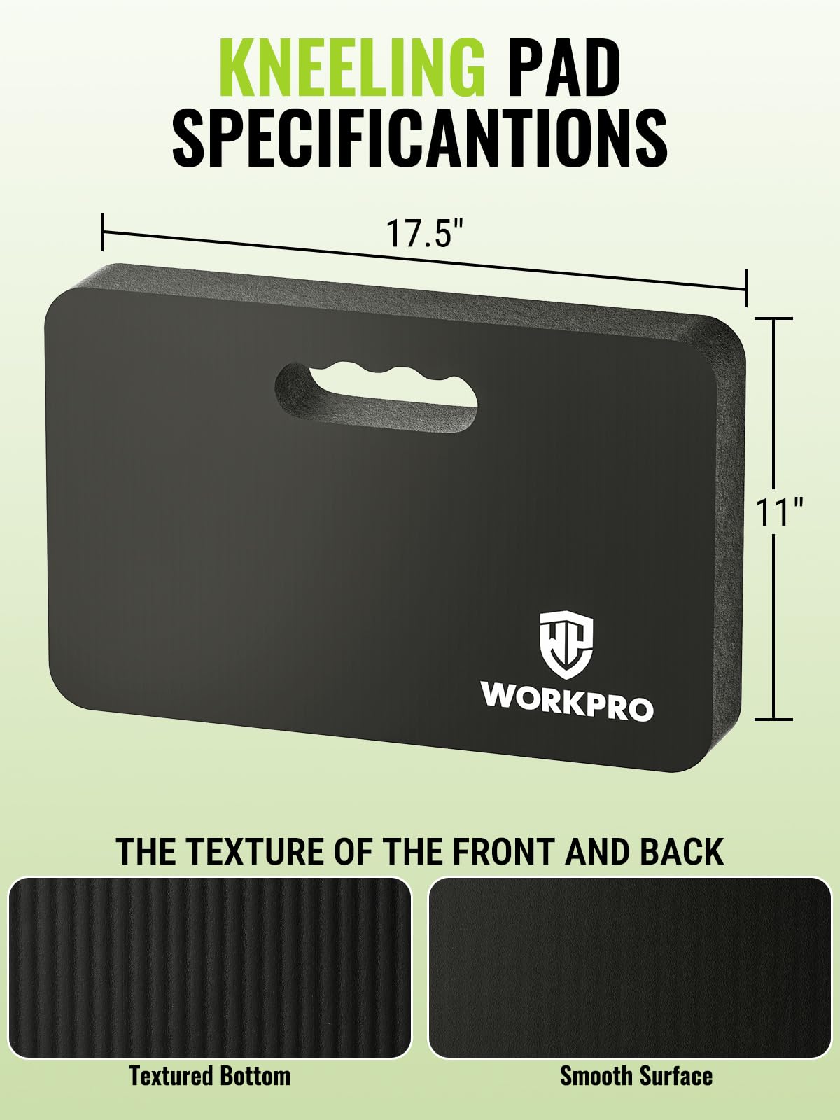 WORKPRO Extra Thick Kneeling Pad, Soft NBR Foam Cushioning for Knee, Large Foam Kneeler Mat for Gardening, Bathing Baby, Exercise, Workout Supplies, 17.5 x 11 x 1.5 in (Black, 1 Pack)