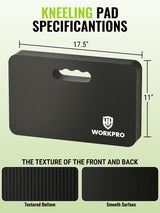 WORKPRO Extra Thick Kneeling Pad, Soft NBR Foam Cushioning for Knee, Large Foam Kneeler Mat for Gardening, Bathing Baby, Exercise, Workout Supplies, 17.5 x 11 x 1.5 in (Black, 1 Pack)