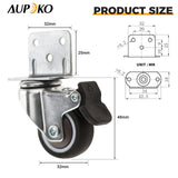 4Pcs Castors for Furniture, 32mm Swivel Castor 2 with Brakes + 2 without Brakes, L-Shaped Heavy Duty Castors Transport Castors with Screws and Screwdrivers for Furniture Cupboard Table Beach Chair