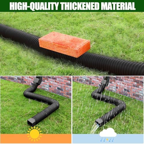 2 Pack Rain Gutter Downspout Extensions, Upgraded Flexible Drain Downspout Extender, Rainwater Drainage Diverter with Mini Connector, Extendable from 20 to 127 Inches