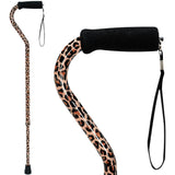DMI Adjustable Designer Cane with Offset Handle and Strap, Leopard, Multi-colored