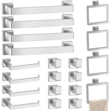 Bathroom Accessories Towel Bar Set: 20 Pieces Brushed Nickel Square Bathroom Hardware SUS304 Stainless Steel - Wall Mounted Towel Rack&Toilet Paper Holder&Towel Ring and Towel Hook