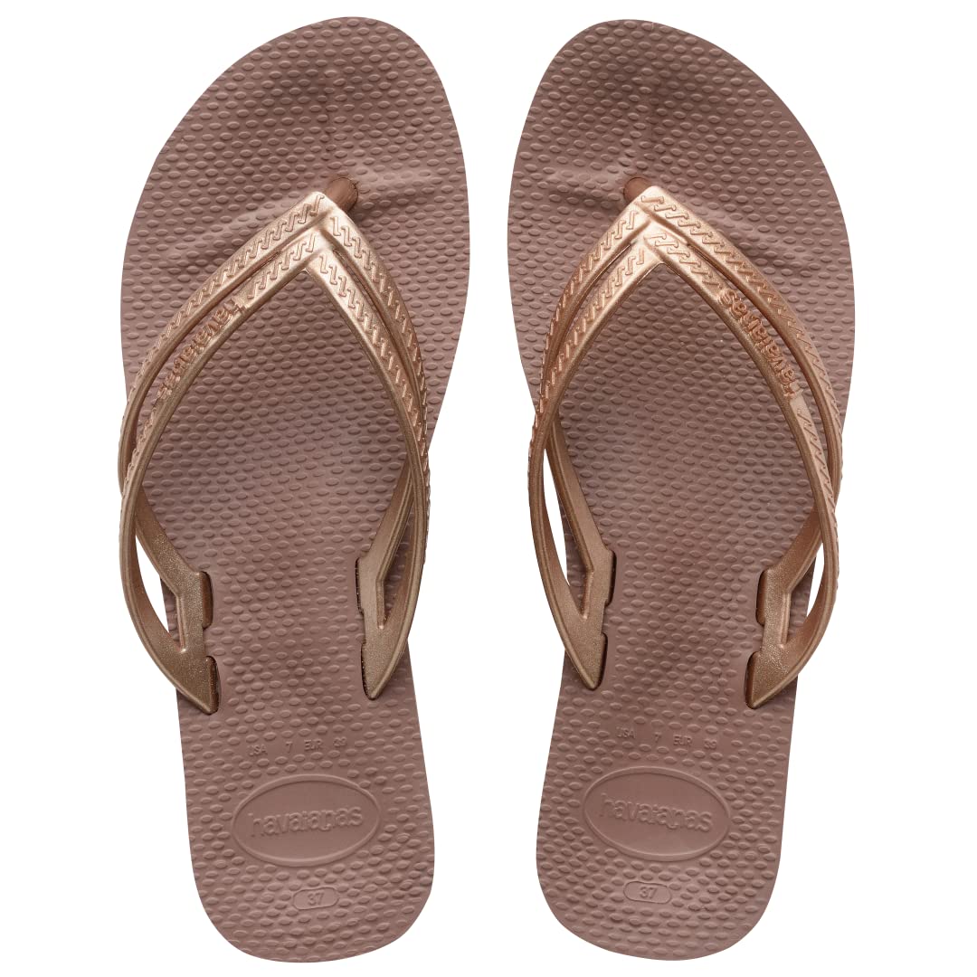 Havaianas Wedge Flip Flops - Casual Summer Wedge Sandals for Women - Cappuccino, 10W - 8M