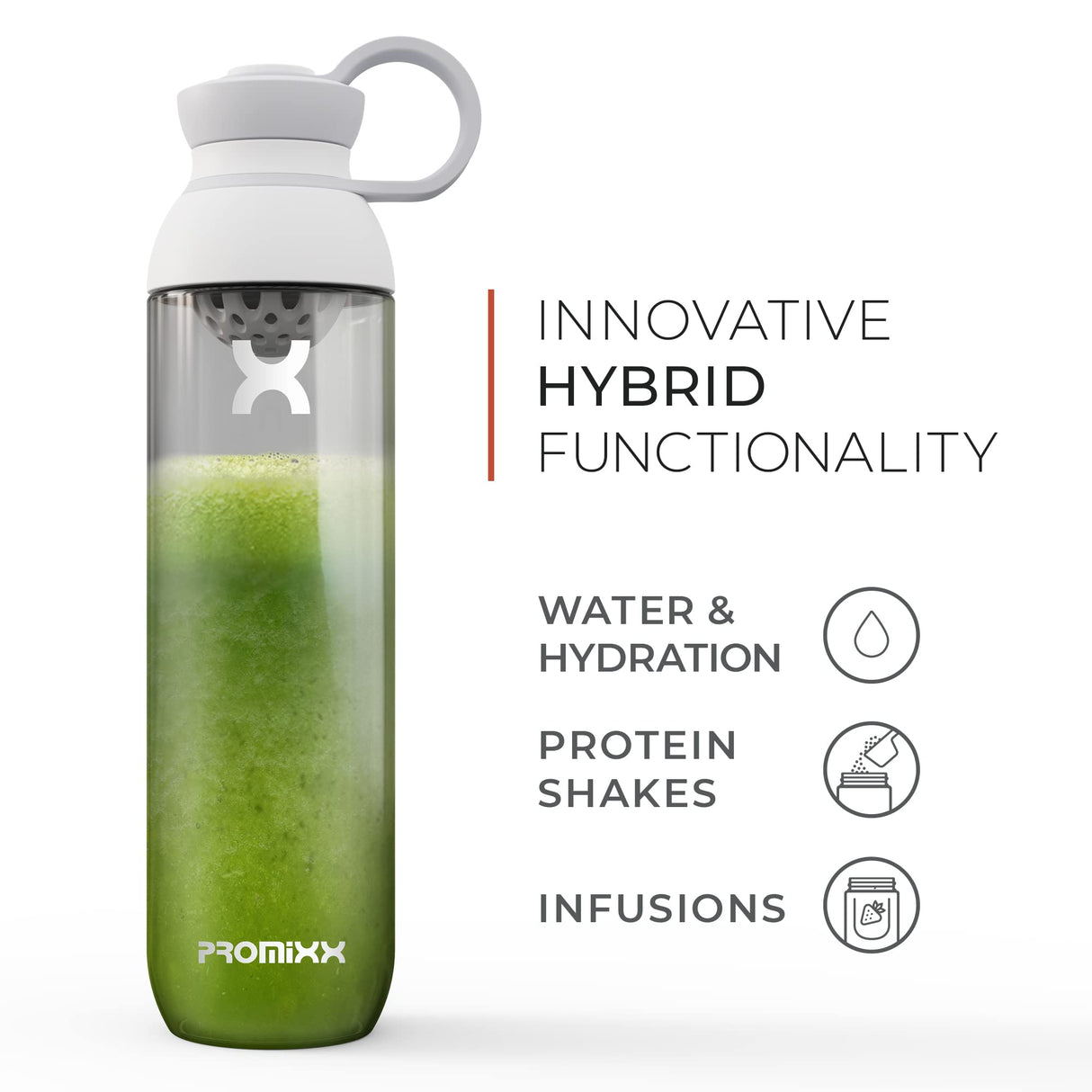 Promixx FORM Protein Shaker Bottle - A Premium for Shakes Infusions and Hydration Durable Gym Bottle, Leakproof Lid, Odorless 26oz (Graphite Gray), (PRO-P-S2-760SHAKER-GGCG)