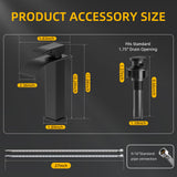 Rywuanku Matte Black Bathroom Faucet Waterfall Spout, Single Handle Sink Faucet with Pop-up Drain & Deck Plate, Modern 1 Hole Vanity Faucet for Vessel Sink