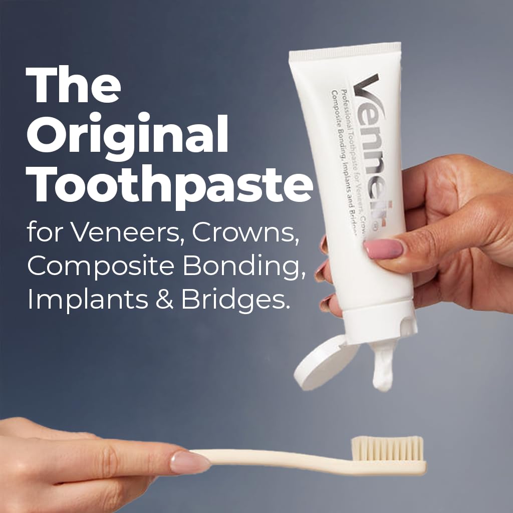 Venneir® Professional Toothpaste for Veneers, Implants, Bonding, Crowns & Natural Teeth —Effective Stain Removing, Natural, SLS Free, Pro Enamel Repair