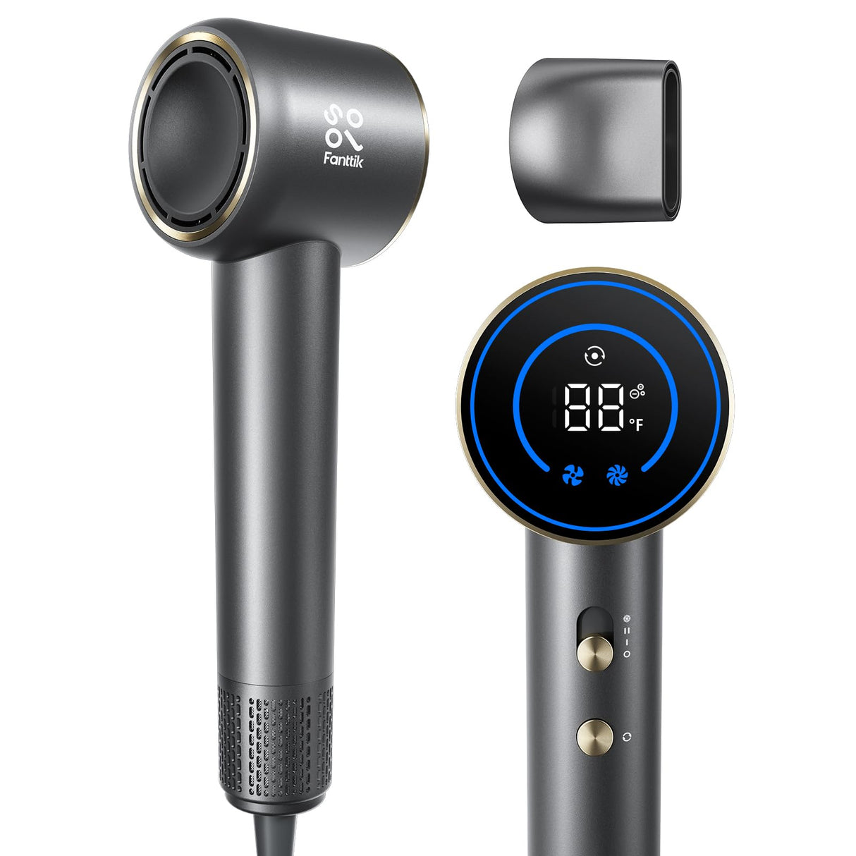 FanttikSolo SonicDry H10 APEX Hair Dryer, Ionic Fast Drying Blow Dryer with HD Display, Brushless Motor, Thermo-Control, Magnetic Concentrator, 110000 RPM High-Speed, LightFlow