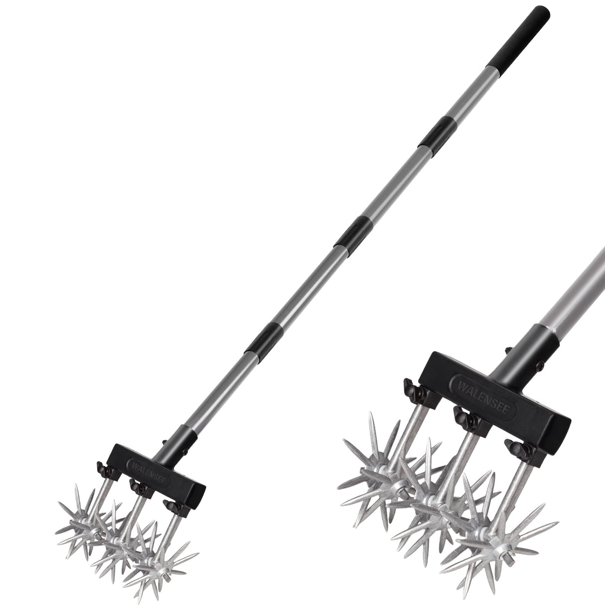 Walensee Rotary Cultivator, Adjustable Hand Tiller for Soil Clod Breaking