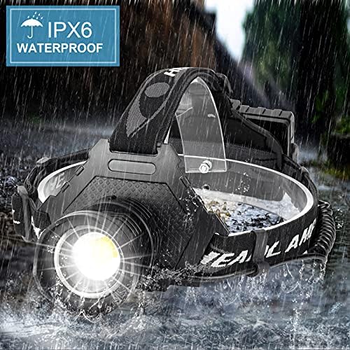 BUD K LED Headlamp USB Rechargeable, Head Lamp XHP70 Super Bright 6000 High Lumen with 5 Modes, Batteries Included, Zoomable, Waterproof Headlight for Camping Hunting Running Fishing Biking