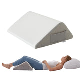 Bedluxe Knee Pillow for Back Sleeping, Leg Pillow Knee Wedge Pillow, Memory Foam Wedge Pillows for Legs Post Surgery, Triangle Pillow for Knee Support, Leg Elevation, Knees Hip Back Pain Relief, White