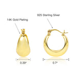 KISSPAT 14K Gold Plated Small Chunky Huggie Hoop Earrings for Women