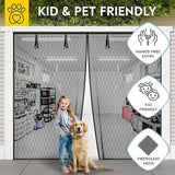 AUGO Garage Door Screen Magnetic Closure - Garage Screen Doors for 1 Car Garage Pull Down - Magnetic Screen Door Mesh - Heavy Duty Weighted Bottom- Pet & Kid Friendly - Keep Open Feature - 8' x 7'