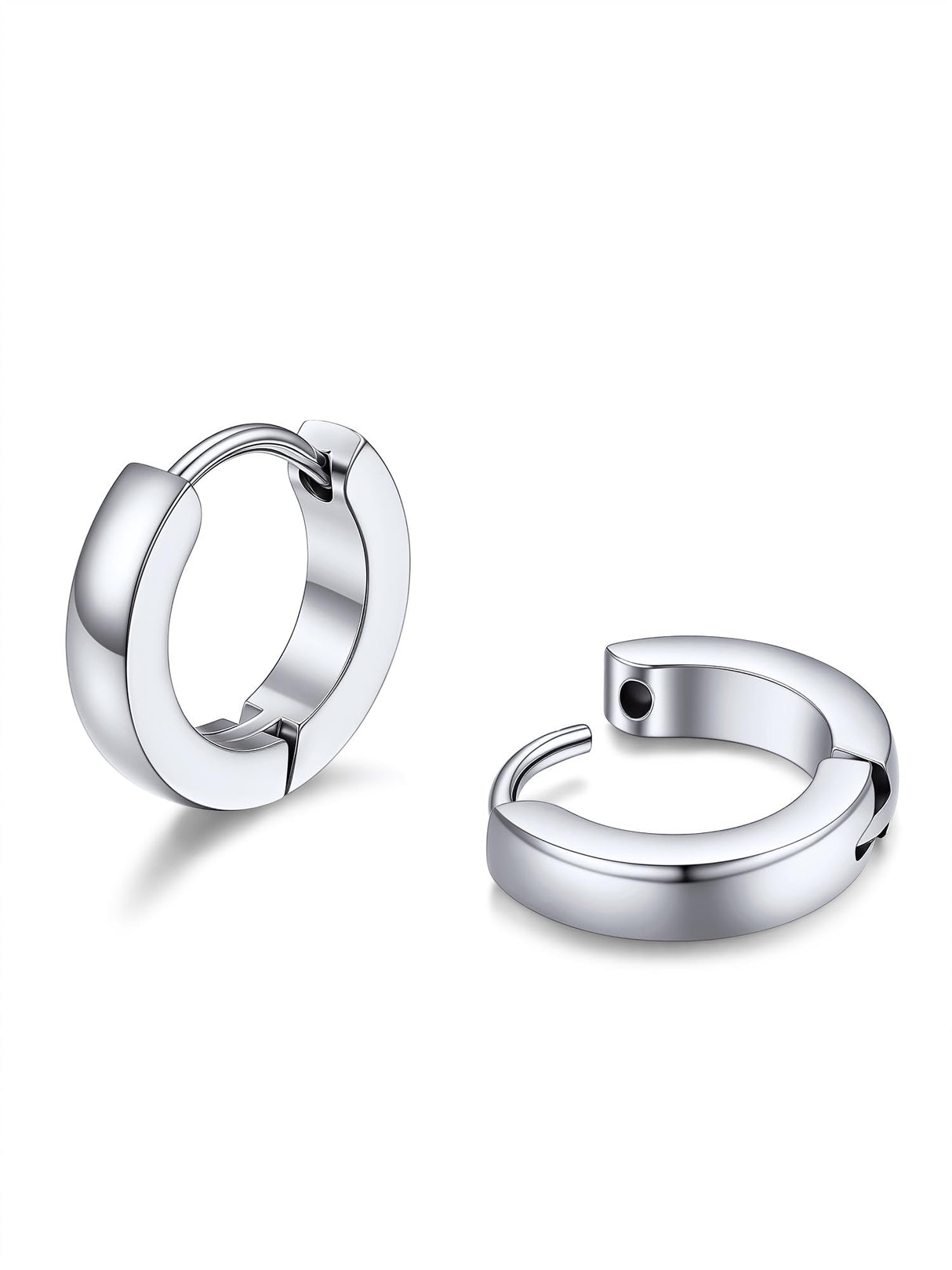 PROSTEEL Silver Mens Hoop Earrings Stainless Steel Huggies