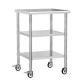 Chingoo Stainless Steel Work Table with Wheels, 24x24 Inch NSF Kitchen Prep Table with 2 Adjustable Undershelves for Commercial Restaurant, Garage, Outdoor BBQ