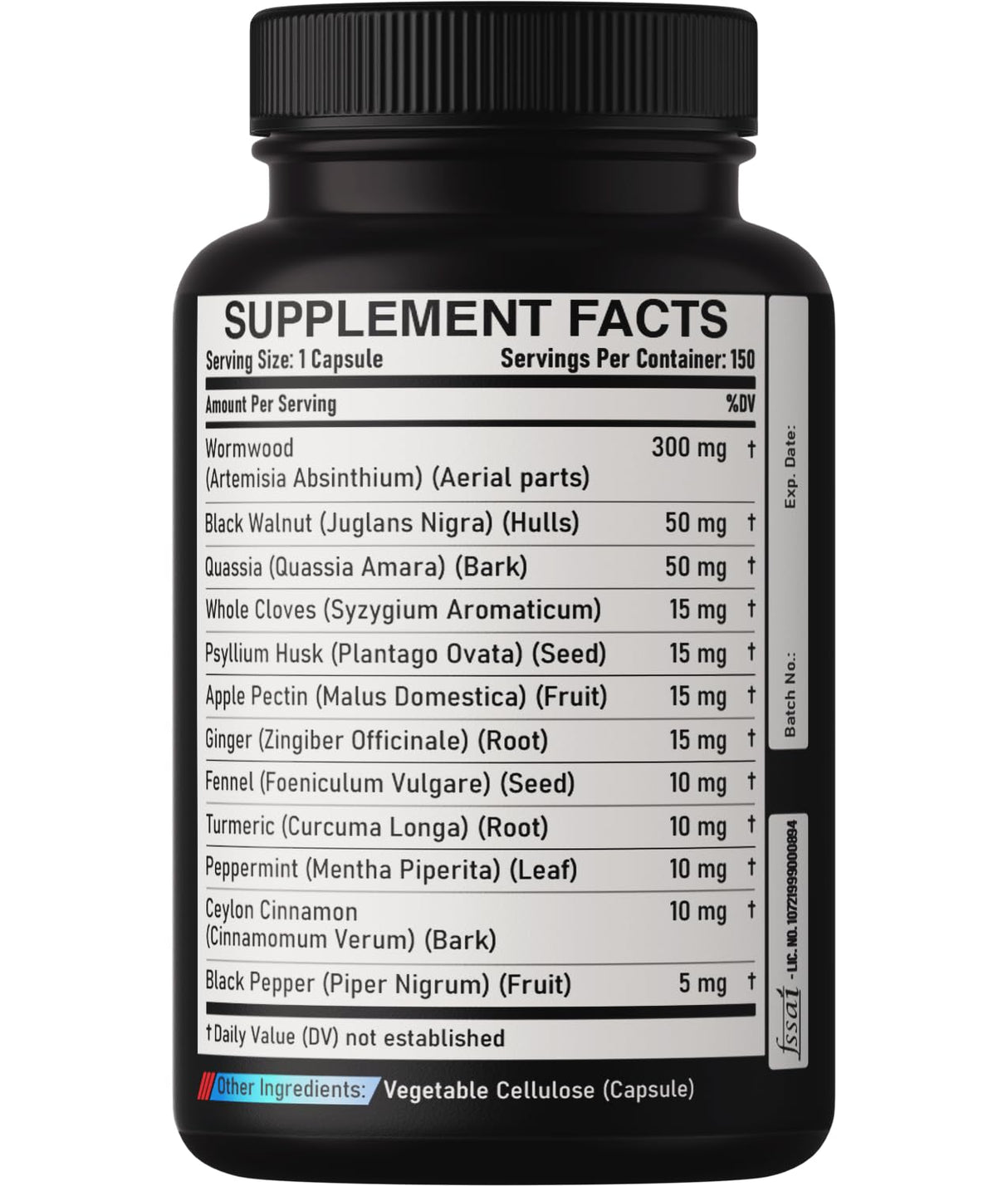 DEDICAD Premium Wormwood Extract Capsules - 5 Month Supply for Digestive, Immune - 12 Herbs Blended with Black Walnut Leaves, Ginger, Turmeric & More - 150 Counts