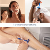 Henson Shaving Razor - Steel Blue Double Edge Safety Razor with 5 Spare Blades - 30° Angled Precision With Superior Blade Rigidity- Reusable Single Blade Razors For Men and Women - Mild Aggression