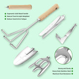 Garden Tools Set, 9-Piece Heavy Duty Gardening Tools with Clear Pocket Tote Bag, Stainless Steel Garden Hand Tools for Digging, Planting, Weeding and Pruning, Durable Gardening Kit