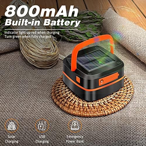 2-Pack Folding Solar Camping Lantern Flashlights, DIBMS Mini Collapsible USB Rechargeable Waterproof Hanging Light Power Bank for Camping Hurricanes Emergency Power Outages Indoor Outdoor